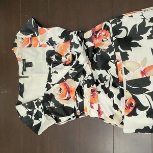 Whbm 2 floral black coral dress